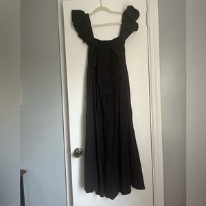 Black maxi tie back dress
